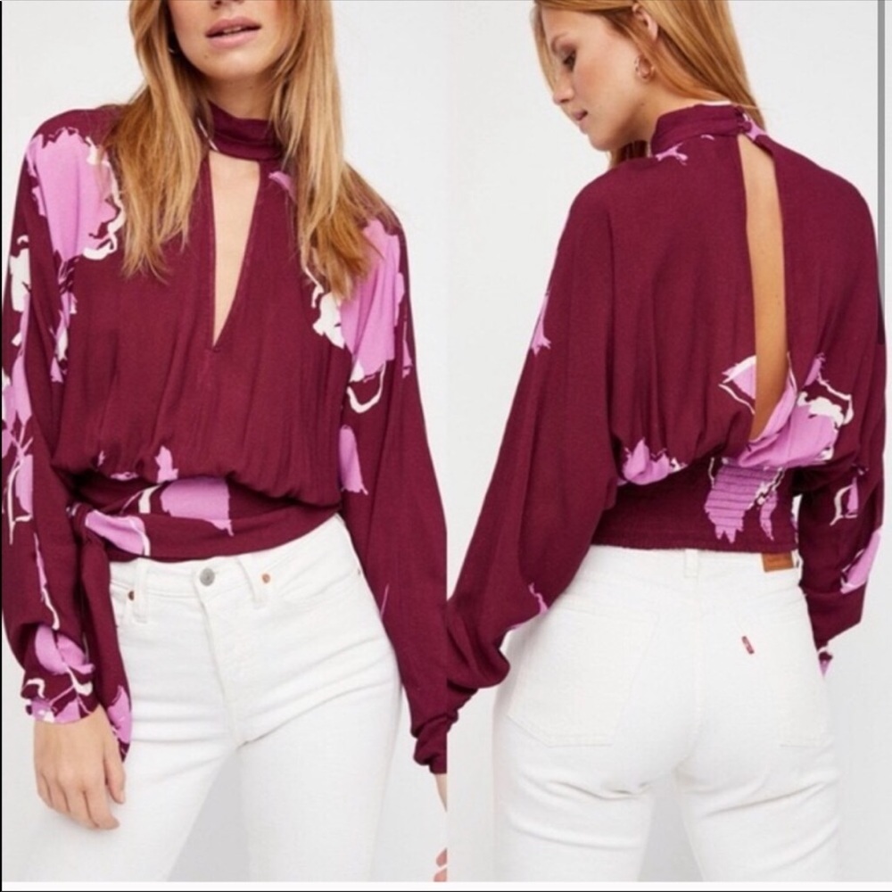 NWT FP Say you love me Floral Keyhole Top